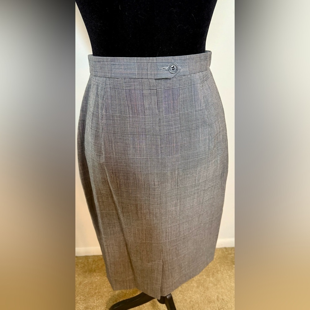 Vintage 90’s 400 Tailored Collection preppy Gray Glen Plaid wool blend skirt 0 - Picture 11 of 12